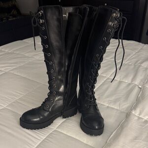 Dirty Laundry Black Lace-Up Knee-High Boots